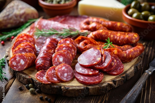 Indulge in a mouth-watering array of cured meats and savory cheeses, from the rich and robust flavors of chorizo and salami to the delicate and aromatic spices of ciauscolo and chistorra, all expertl