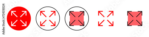 Fullscreen Icon set illustration. Expand to full screen sign and symbol. Arrows symbol