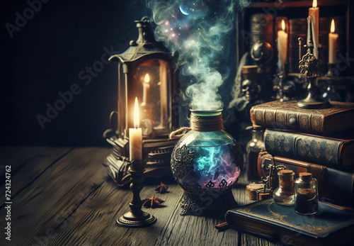 Candle and alchemist liquid decoration