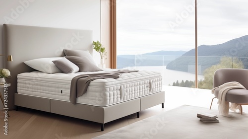 White mattress with by soft pillows.