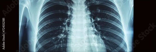 Chest x-ray with ribs and spinal cord. Skeletal bones