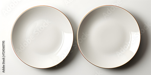 Empty white plates isolated on white background