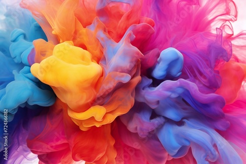 Abstract background of colored ink in water,