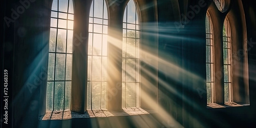 light in the window, light going through a church window, 