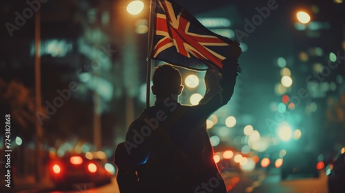 A slowmo shot of the flag being waved with the intense focus and determination of the flagwaver evident in their face.