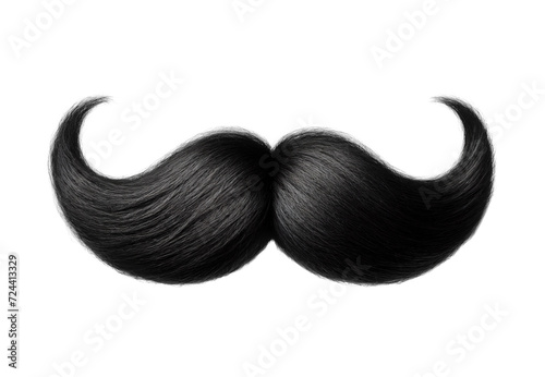 Black curly mustache beard isolated on white background