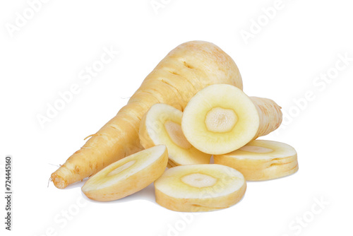 parsnip root with slices vegetable isolated, png file