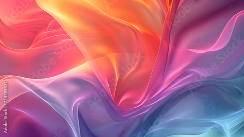 A colorful abstract background with a very smooth wallpaper powerpoint , smoke background with wavy lines , banner, space for text, wallpaper and background, Generative AI.