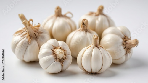 garlic on a white background in close up photo