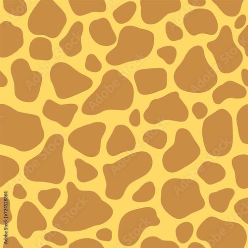 Cute animal texture of the skin of a giraffe in a simple cartoon style. Vector seamless pattern