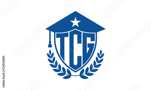 TCG three letter iconic academic logo design vector template. monogram, abstract, school, college, university, graduation cap symbol logo, shield, model, institute, educational, coaching canter, tech