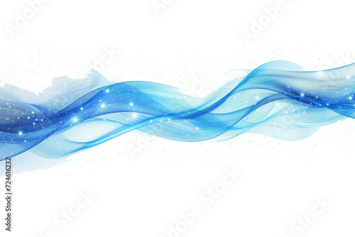 Blue wind waves effect. Abstract light motion trails with sparkles