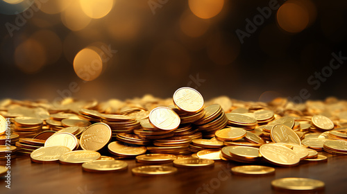 gold coins on white background
