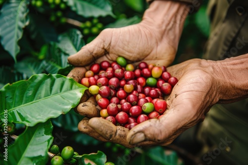 Coffee berries tended by farmers in Gia Lai Vietnam include both robusta and arabica varieties