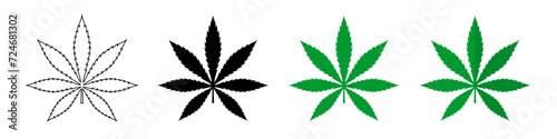 Cannabis vector icons. Marijuana leaf icons. Weed symbols. Cannabis Leafs