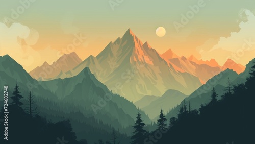 Landscape mountain with sunset