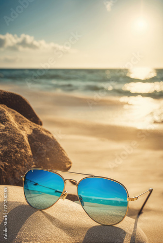Sunglasses on Sunny Beach Sand