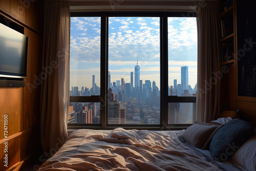 Manhattan Majesty: Bedside Skyline Bliss