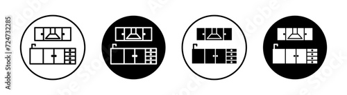 Kitchen cabinet flat line icon set. Kitchen cabinet Thin line illustration vector