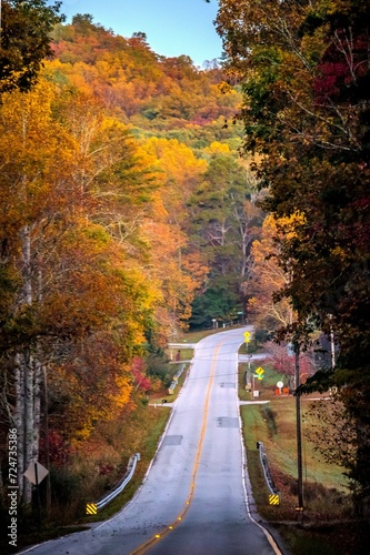 Autumn roads in Pisgah National Forest, North Carolina, USA.