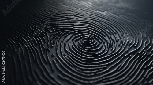 A detailed view of a fingerprint on a table. Suitable for crime scene investigation or forensic analysis