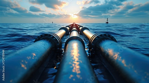 Offshore Industry oil and gas production petroleum pipeline. Generative AI.