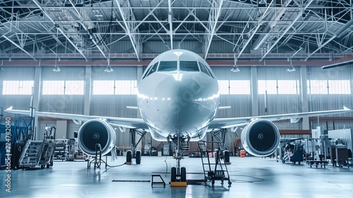 Aircraft maintenance in hangar system check and spare parts replacement for safe flights