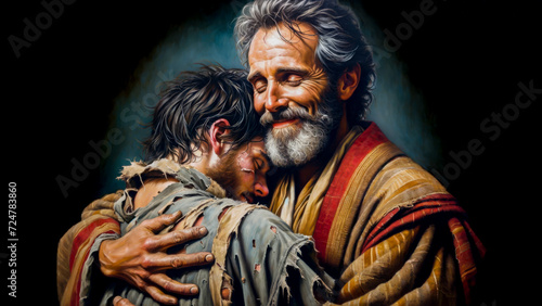 A Father's Embrace: The Prodigal Son's Bible Story of Journey Home to Forgiveness and Redemption Amidst Unconditional Love.