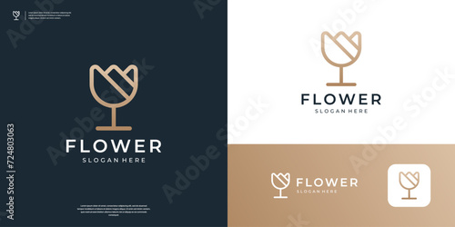 Minimalist flower rose logo design inspiration