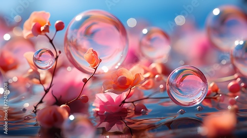An enchanting display of delicate pastel-colored bubbles