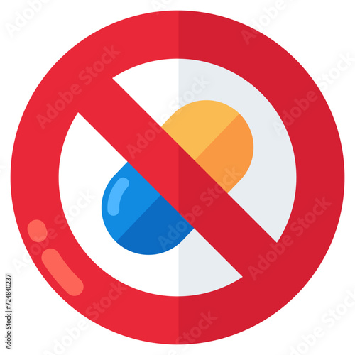 An editable design icon of no pill 