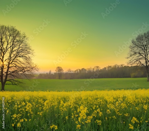Spring meadow gradient from green to yellow