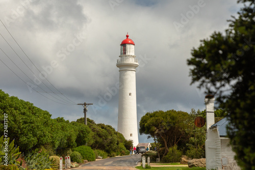 The Split Point Lighthouse, near Aireys Inlet, overlooks the magnificent Bass Strait coastline along the Great Ocean Road in southern Victoria, Australia.