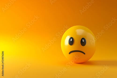 sad face emoji in 3D illustration style on a colorful background