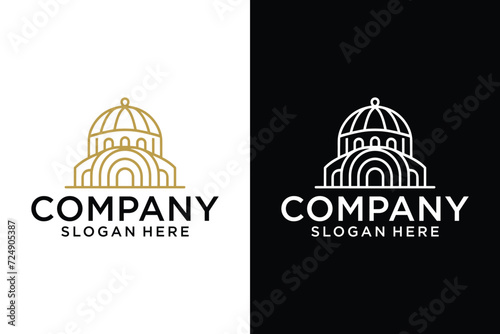 Muslim Learn logo, Islamic Monogram Logo Vector Template illustration. Abstract Dome or Mihrab Shape Part of the Mosque.