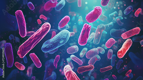 Microscopic bacteria. Escherichia coli bacteria cells , illustration.