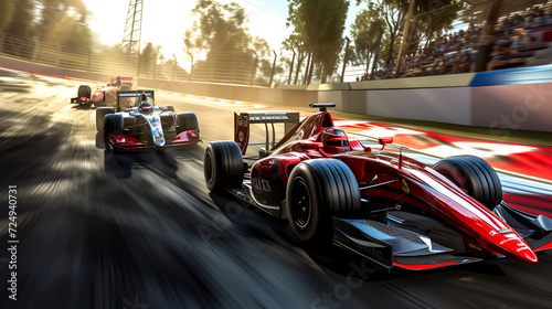Experience high-speed rivalry! Dynamic overtake moment, strategic position, intense angles. Showcase the aggression and skill of competitive racing.