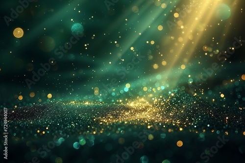 Green and gold glitter background