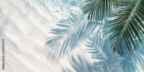 water surface with tropical leaf shadow