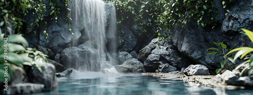 waterfall waterfall and stone pool in tropical 3d rdf