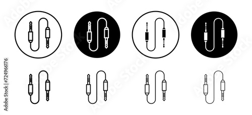 Audio Cable vector icon set collection. Audio Cable Outline flat Icon.