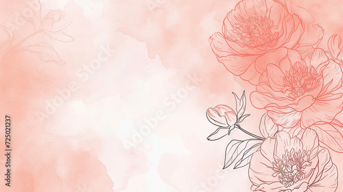 A peach watercolor background hosts hand-drawn peony flowers, creating a Mother's Day greeting card template with free copy space