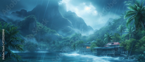 Art images about landscapes in the style. Far Cry tropical jungle