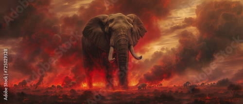 Picture of a big elephant in the style of imaginative