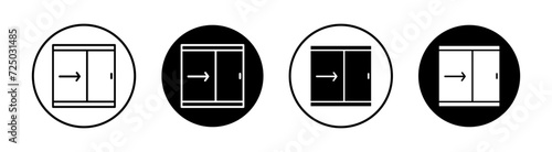 Sliding door vector line icon illustration.