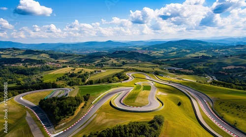 Florence, Italy - 15 August 2021: Aerial view of Mugello Circuit, Italy