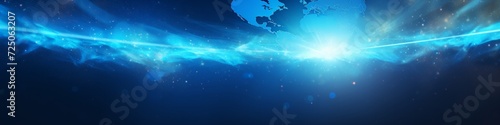 Global communications themed Banner background, of planet earth linked by high-tech forms of communication for media trade and industry.