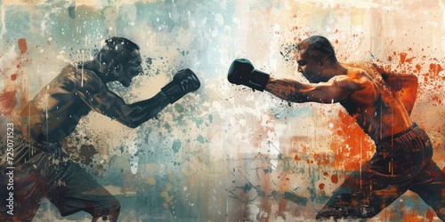 Painting of Two Men Fighting Each Other