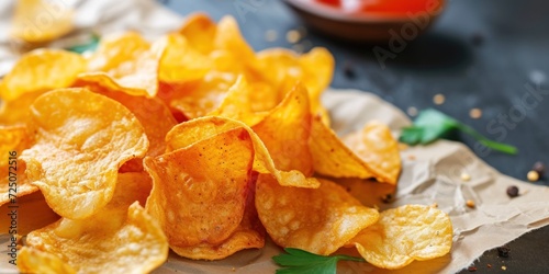 Pile of Potato Chips on Top of a Piece of Paper