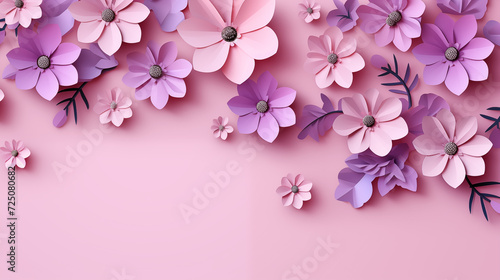 Kwiatowe fioletowe minimalistyczne tło na życzenia z okazji Dnia Kobiet, Dnia Matki, Dnia Babci, Urodzin czy pierwszego dnia wiosny. Szablon na baner lub mockup. 